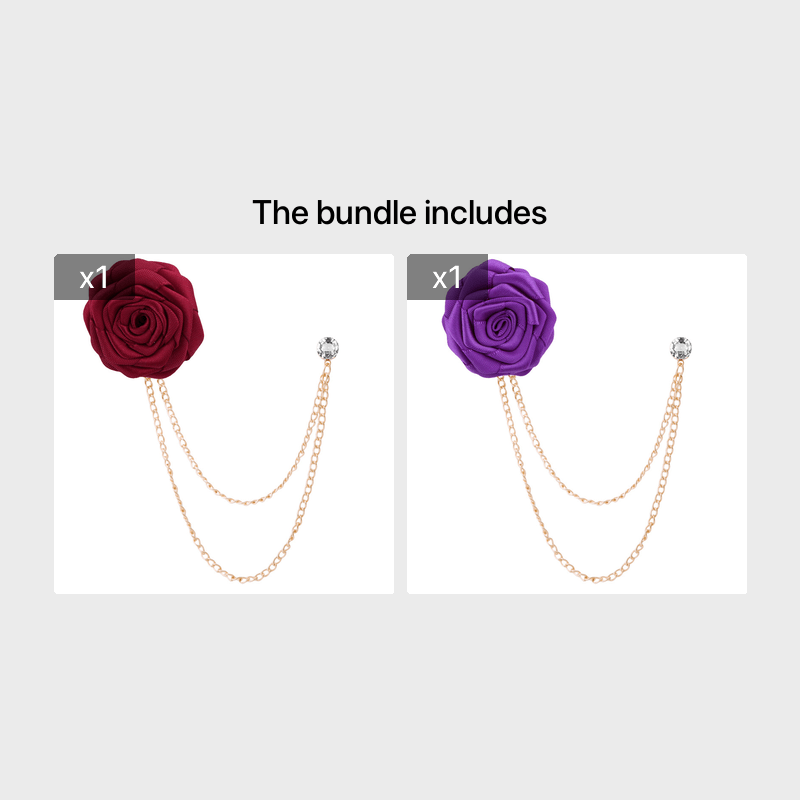 Men's Wedding Ceremony Groom Brooch - Handmade Rose Chain Brooch - For Grooms - Perfect for Wedding Occasions - Ideal Gift for Weddings & Anniversaries