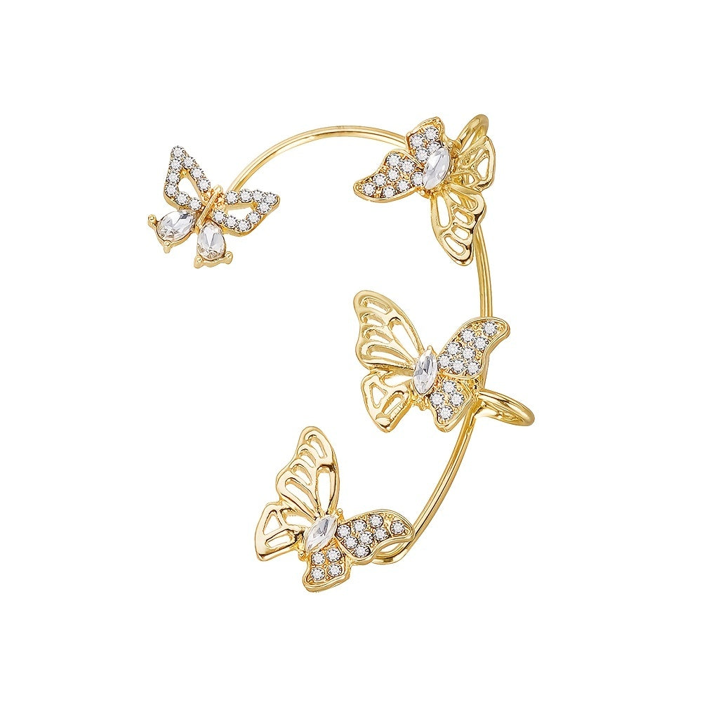 Women'S Elegant Butterfly Ear Cuffs - No-Piercing Ear Hooks, Synthetic Gemstone Accents, Everyday & Formal Jewelry for Parties, Weddings, Everyday Outfits - Non-Piercing Ear Clips for Sensitive Light Beige, Party Accessories,