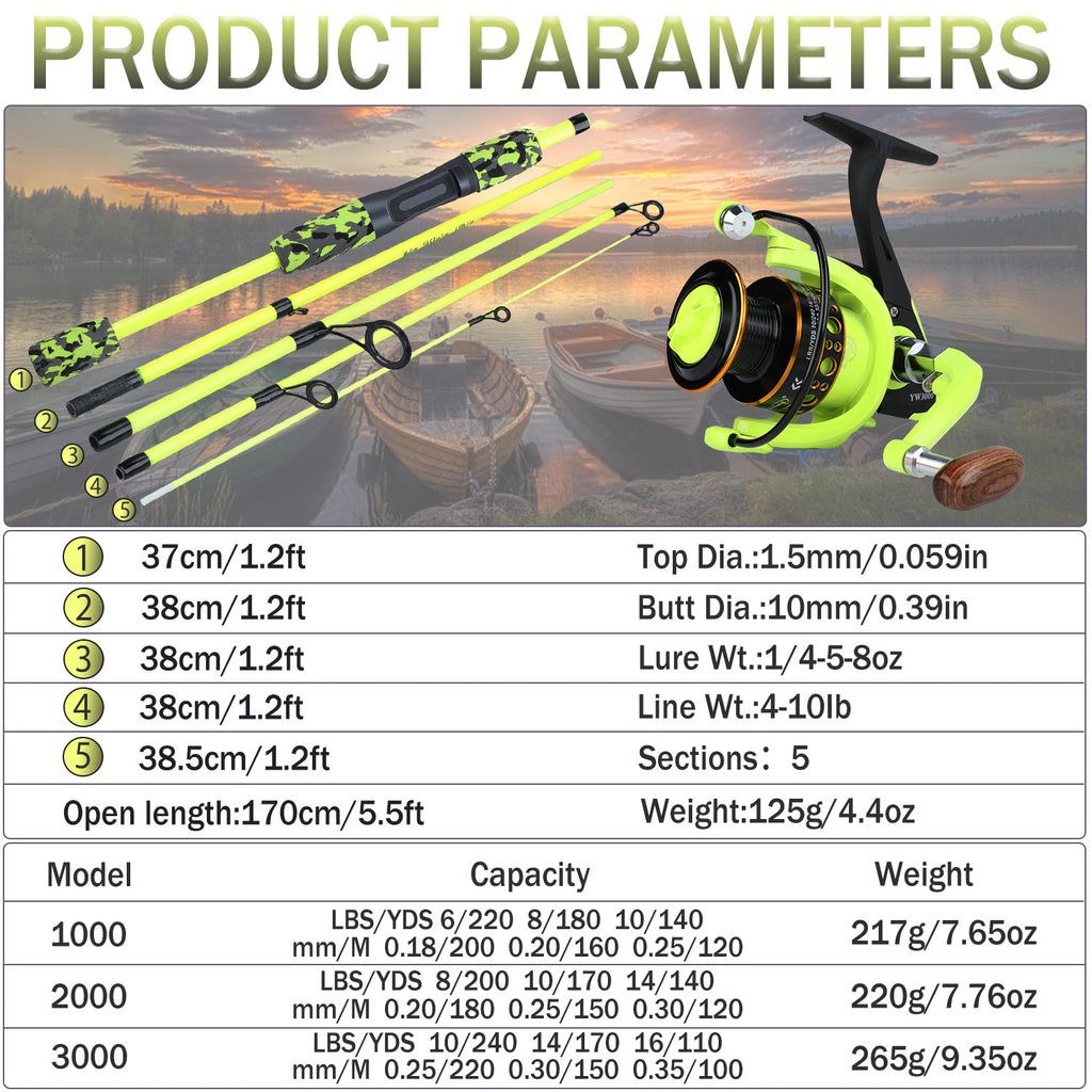 Sougayilang Fishing Rod Set Travel Fishing Combo