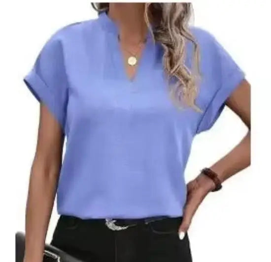 JAC228 HC9922 Women's Summer V-neck Cotton Linen Top