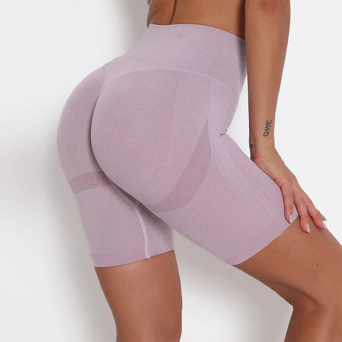 High Waist Seamless Knit Yoga Pants for Women Quick Dry Compression Gym Shorts Solid Pattern Fitness Quick Dry Yoga Shorts