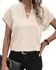 JAC228 HC9922 Women's Summer V-neck Cotton Linen Top