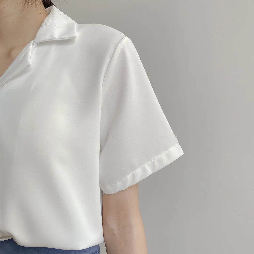 Women Summer Chiffon Blouse Elegant Short Sleeve V Neck Loose Shirt Casual Solid Korean Chic Simple Tops Female Tunic Blusas