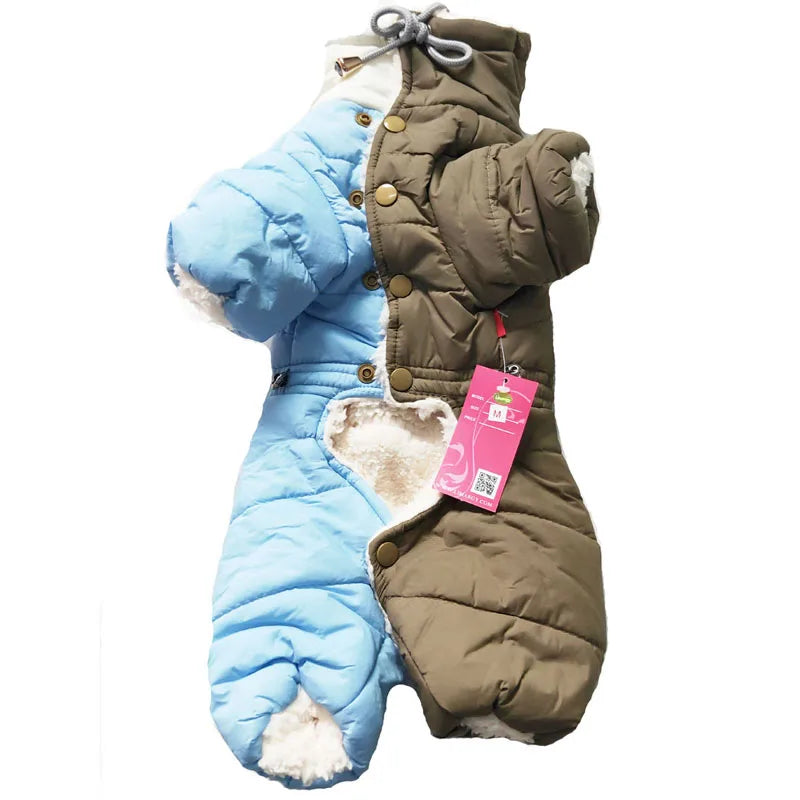 Flower Pattern Super Warm Small Dog Winter Jumpsuit Medium Dog Jacket Outdoor Pet Clothing Costume Apparel