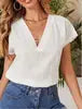 JAC228 HC9922 Women's Summer V-neck Cotton Linen Top