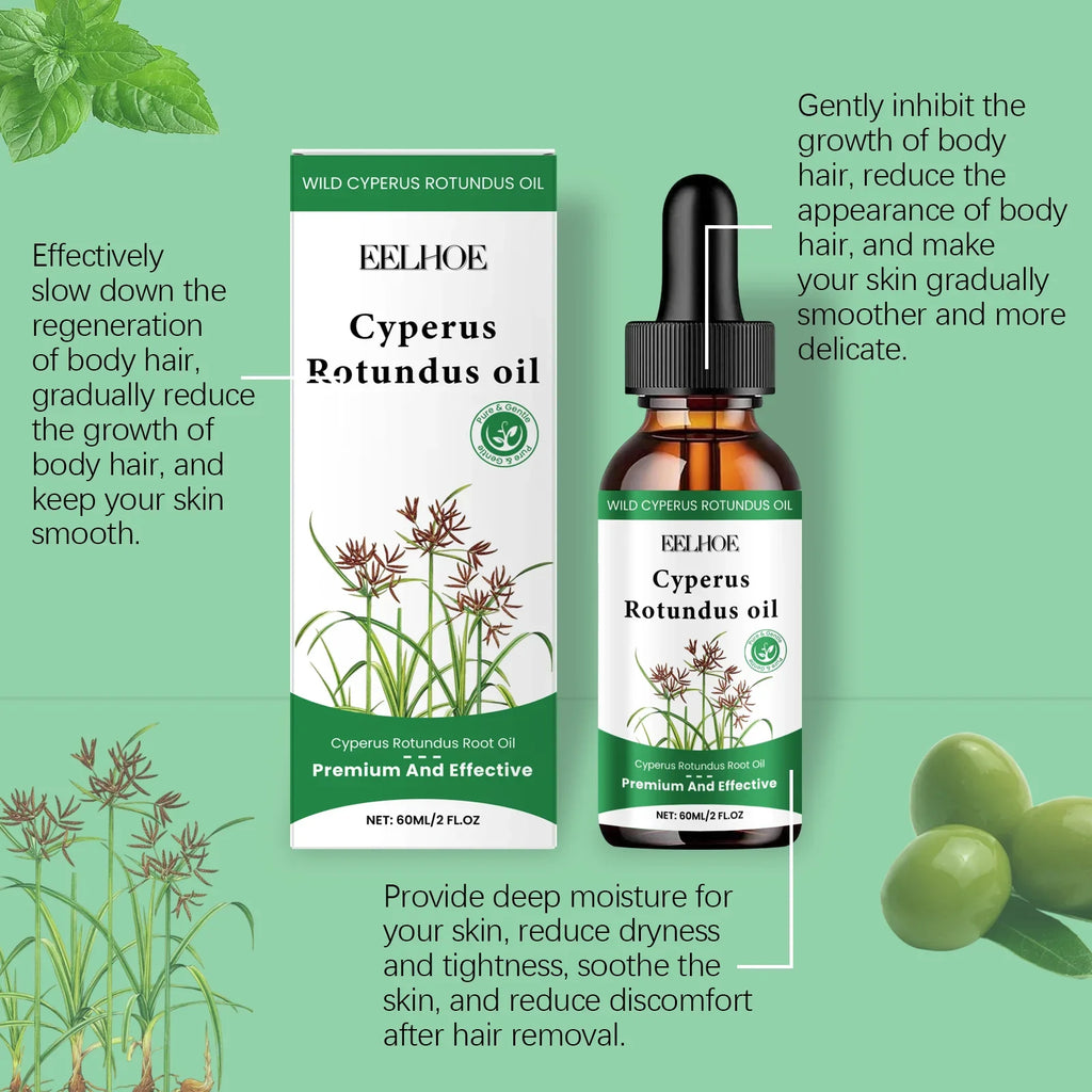 60ml Cyperus Rotundus Oil Gentle Hair Removal Care Oil Reducing Body Hair Growth Moisturizing Nourishing Natural Cypress Oil