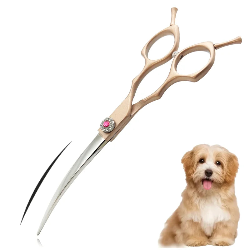 7inch Dog Curved Chunkers Shears Curved Thinning Shears Stainless Steel Dog Grooming Curved Scissors Special Designed For Pet