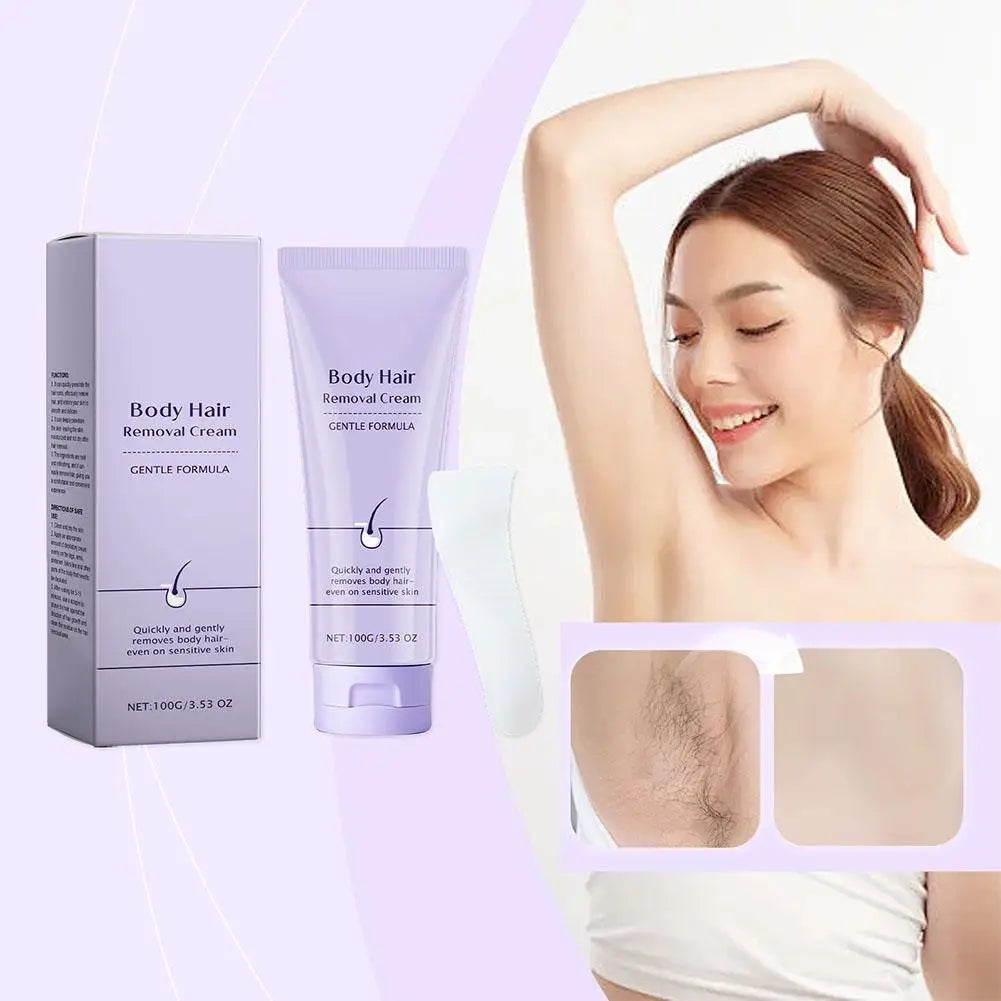 Hair removal cream eliminates hair on the legs arms and armpits Inhibitors prevent regeneration Gentle Body Hair Removal Cream