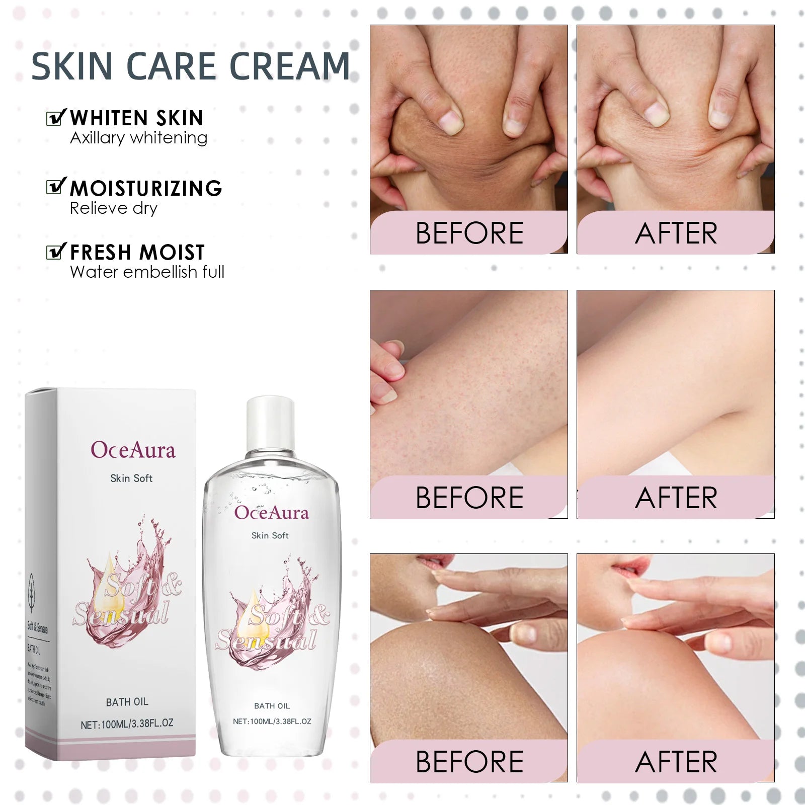 OceAura Body Moisturizing Oil 3.38 Oz Deep Care Skincare for Dry Skin Autumn Winter Moisturizes And Brightens the Skin