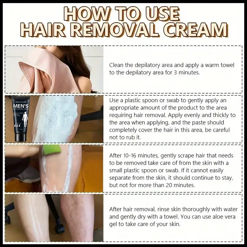 Hair Removal Cream, Quick Removal of Five Minutes, One-Wipe Clean, Moisturizing, No Black Spots, Long-Lasting Effect, Suitable for Whole Body Hair Removal, Hypoallergenic, Unisex