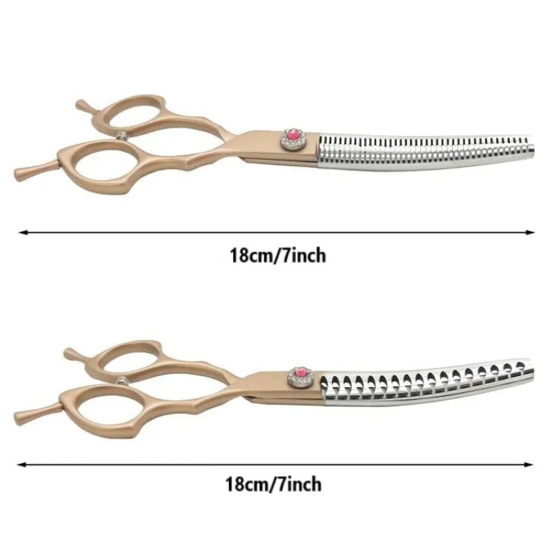 7inch Dog Curved Chunkers Shears Curved Thinning Shears Stainless Steel Dog Grooming Curved Scissors Special Designed For Pet