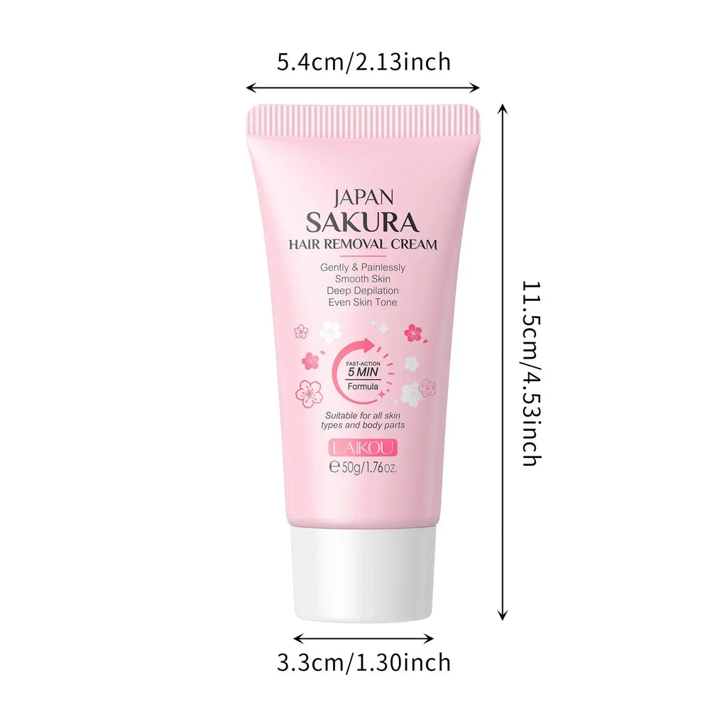 LAIKOU Sakura Hair Removal Cream Fast Painless Hair Growth Inhibitor Arm Armpit Legs Intimate Areas for Men Woman 50g