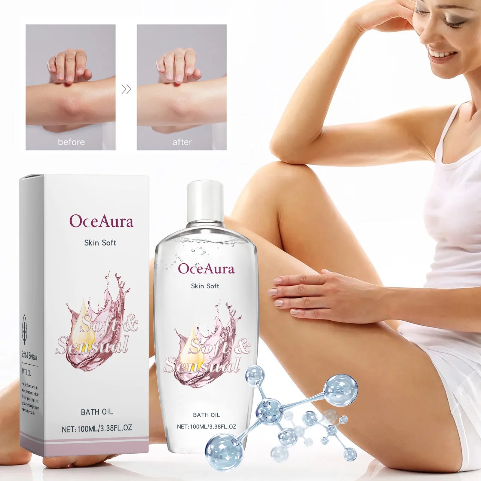 OceAura Body Moisturizing Oil 3.38 Oz Deep Care Skincare for Dry Skin Autumn Winter Moisturizes And Brightens the Skin
