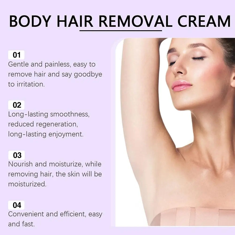 Hair removal cream eliminates hair on the legs arms and armpits Inhibitors prevent regeneration Gentle Body Hair Removal Cream