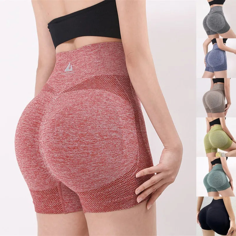 1PC Women High Waisted Yoga Shorts Fashionable and Sexy Running Fitness Pants Solid Color Yoga Leggings