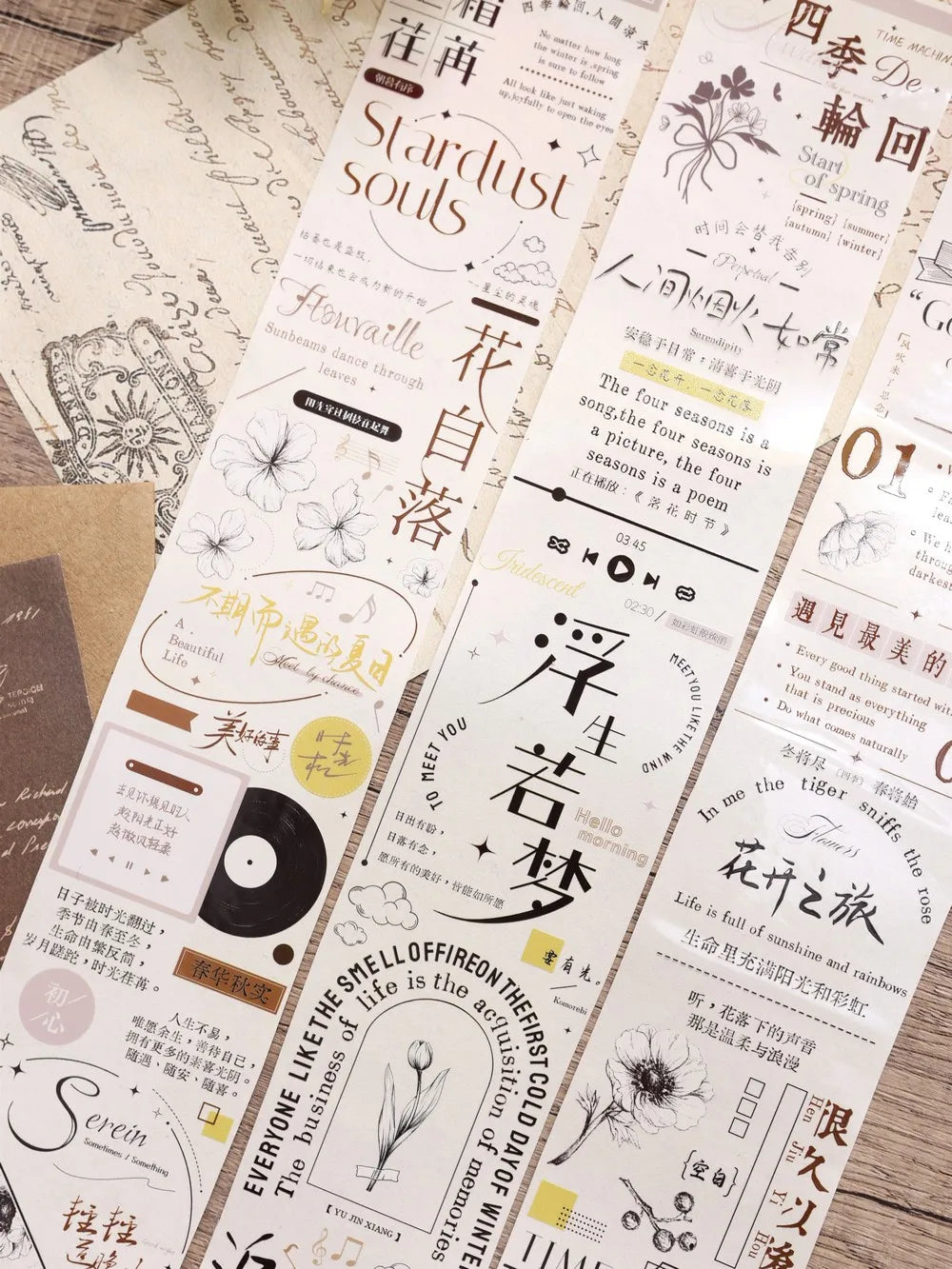 Under The Moonlight Light Retro Rose Washi Masking PET Tape