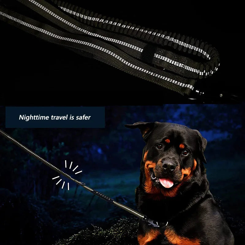 Reflective Explosion-proof Dog Leash No Pull Dog Leash Reflective Shock Absorbing Pet Leashes with Car Seatbelt for Large Dogs