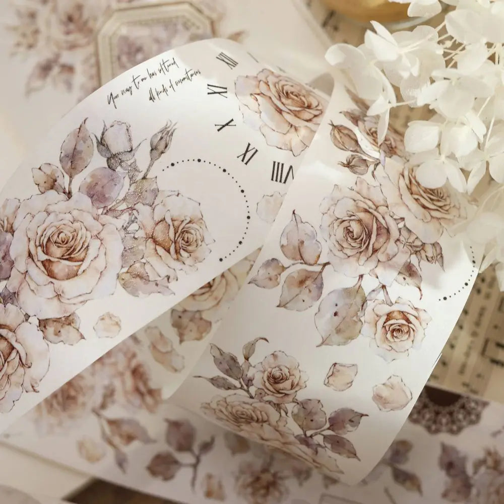 Under The Moonlight Light Retro Rose Washi Masking PET Tape