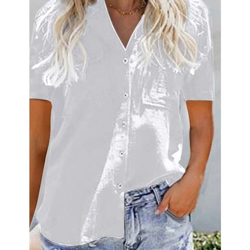 Women's ort Sve ket irt Slim Fit Elastic Fiber Pure Color Splice Design Summer Faion Ladies' Clothing