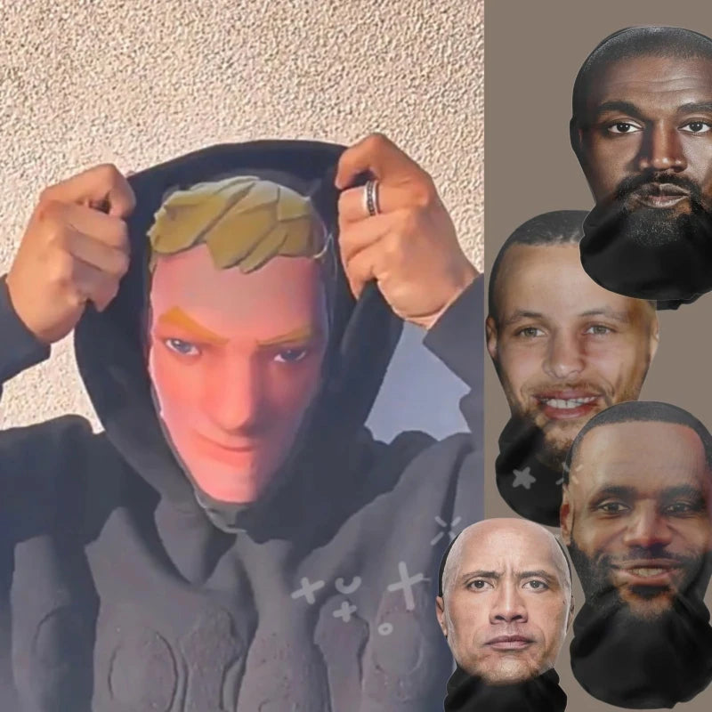 New 3D Printed Kanye Mask Elastic Mesh Full Face Mask Cosplay Headwear For Men Women  Party Simulation Fashion Hat Headgear