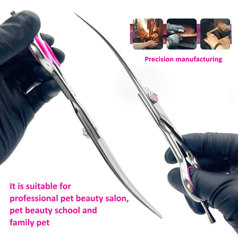 7inch Dog Curved Chunkers Shears Curved Thinning Shears Stainless Steel Dog Grooming Curved Scissors Special Designed For Pet