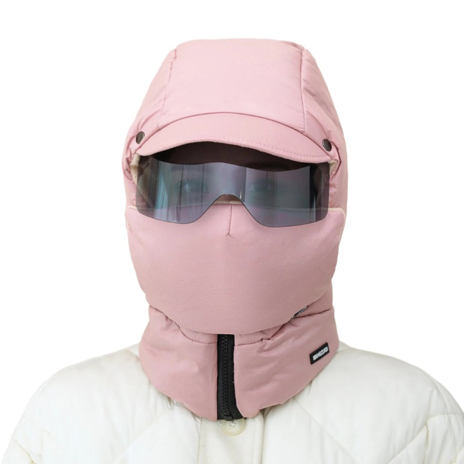 -0℃ Cycling Hat Winter Ski Cap Windproof Unisex Hooded Hat Full Cover Warm with Glasses Motorcycle Face Mask for Outdoor Riding