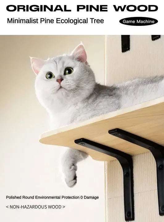 4-Levels Versatile Cat Climber Shelves Wooden Vertical Cats Board Shelf Hanging On Door Steady Cat Tree Tower cat Climbing Frame