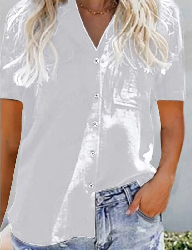 Women's ort Sve ket irt Slim Fit Elastic Fiber Pure Color Splice Design Summer Faion Ladies' Clothing