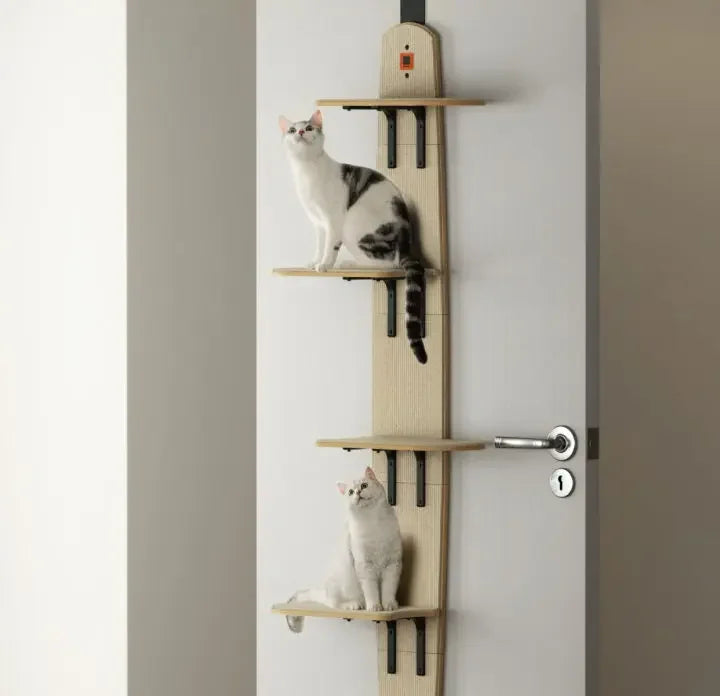 4-Levels Versatile Cat Climber Shelves Wooden Vertical Cats Board Shelf Hanging On Door Steady Cat Tree Tower cat Climbing Frame