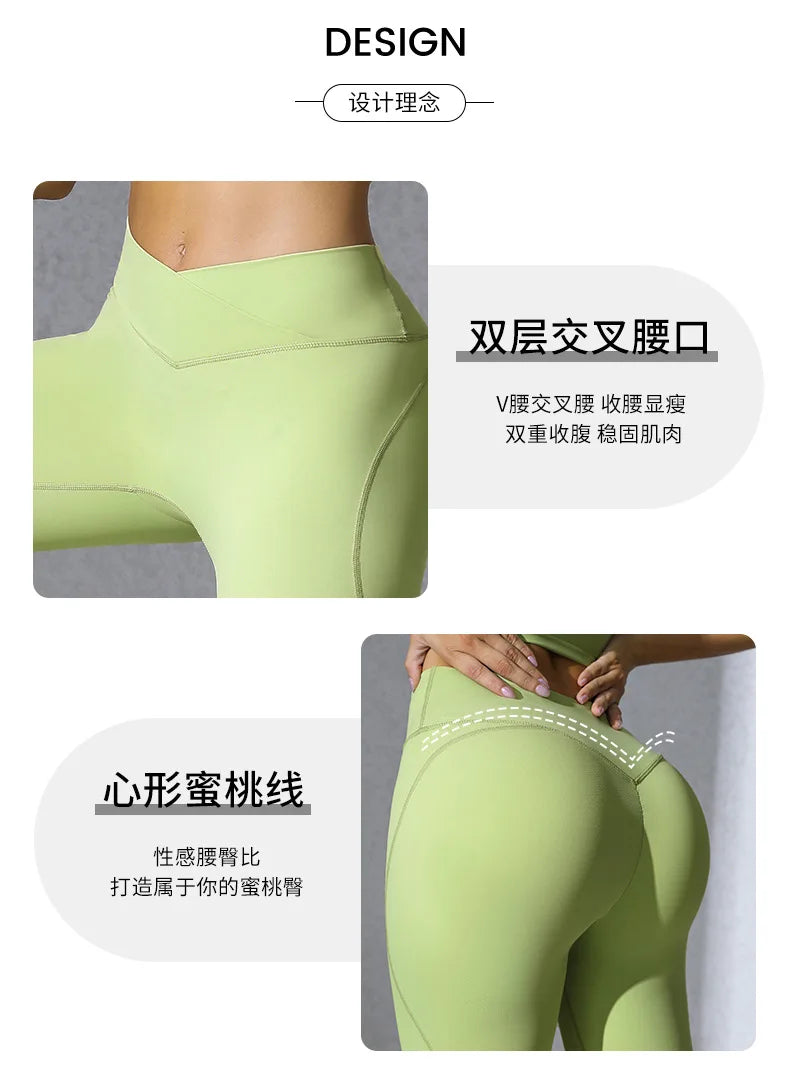 Women Gym Sports  Running Fitness Yoga Suit Sport Outfit Gymwear Lady Workout Clothes Crossed High Waist Leggings