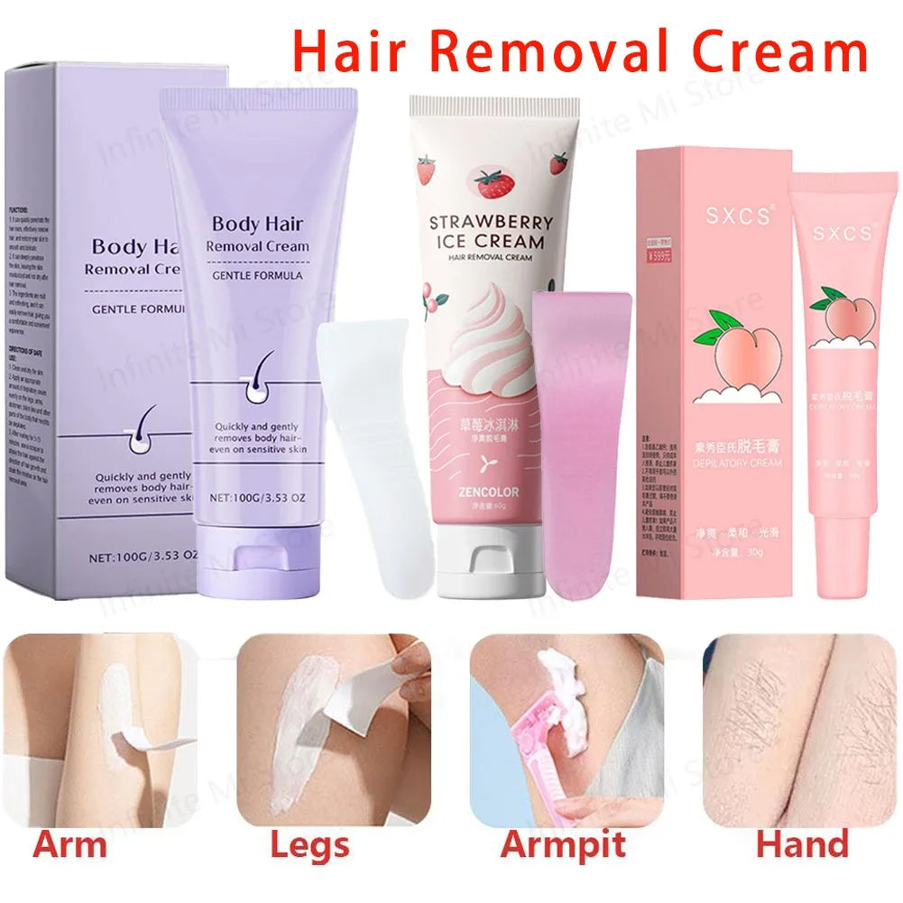 Hair Removal Cream Fast Painless Hair Growth Inhibitor Arm Armpit Legs Intimate Areas Peach Fuzz Remover For Men Woman