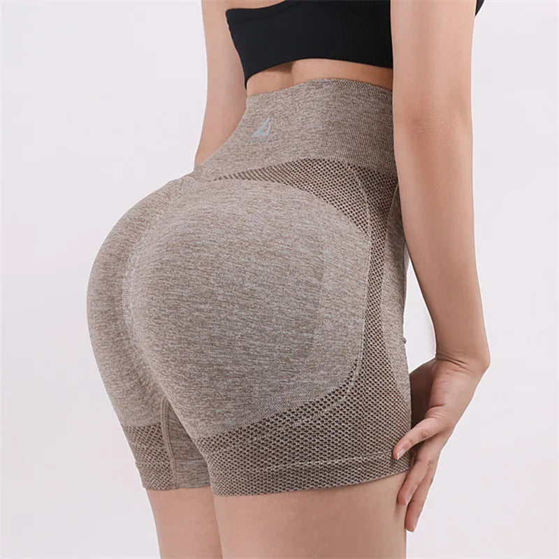 1PC Women High Waisted Yoga Shorts Fashionable and Sexy Running Fitness Pants Solid Color Yoga Leggings