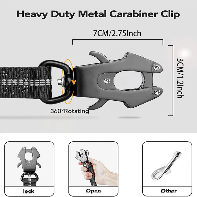 Reflective Explosion-proof Dog Leash No Pull Dog Leash Reflective Shock Absorbing Pet Leashes with Car Seatbelt for Large Dogs