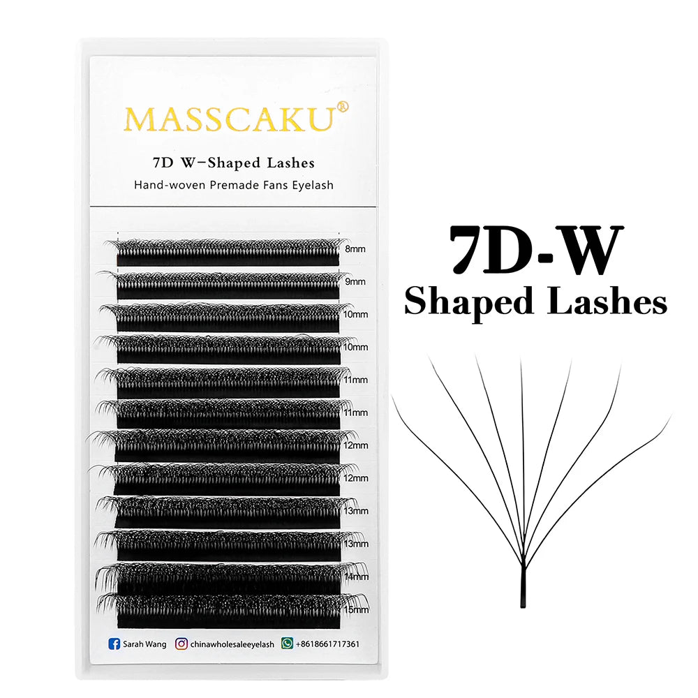 MASSCAKU 3D 4D 5D 6D 7D 8D 10D W Shaped Eyelash Natural Soft Lightweight Individual W Style Premade Fans Eyelashes Extensions