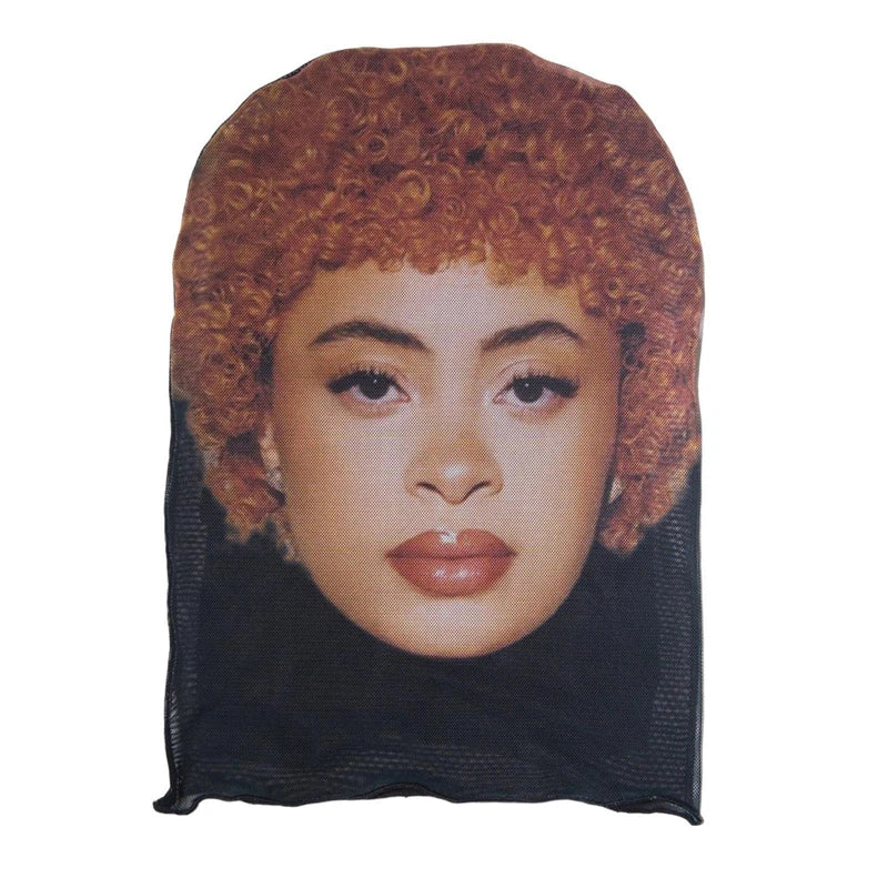 New 3D Printed Kanye Mask Elastic Mesh Full Face Mask Cosplay Headwear For Men Women  Party Simulation Fashion Hat Headgear