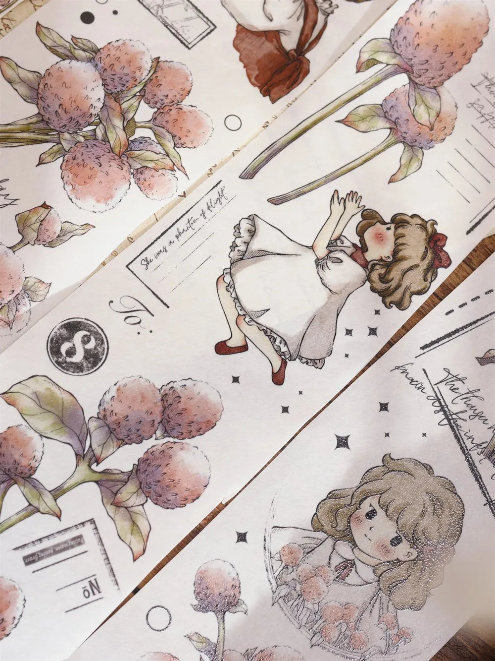 Under The Moonlight Light Retro Rose Washi Masking PET Tape