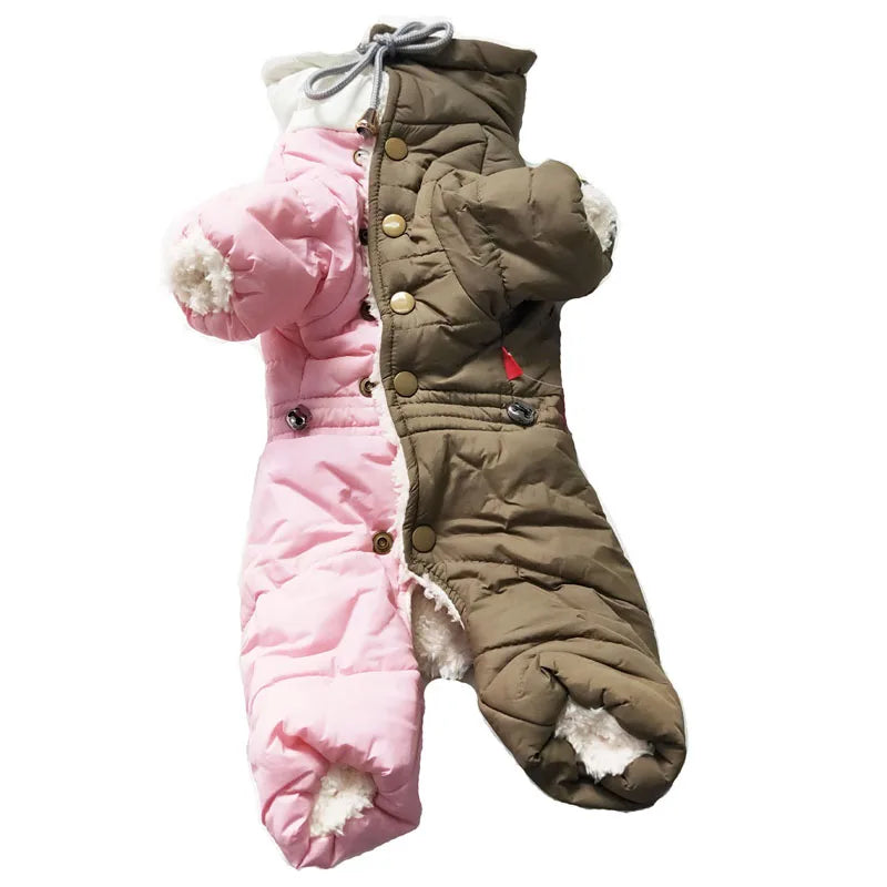 Flower Pattern Super Warm Small Dog Winter Jumpsuit Medium Dog Jacket Outdoor Pet Clothing Costume Apparel