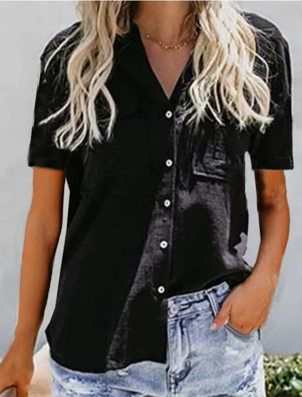 Women's ort Sve ket irt Slim Fit Elastic Fiber Pure Color Splice Design Summer Faion Ladies' Clothing