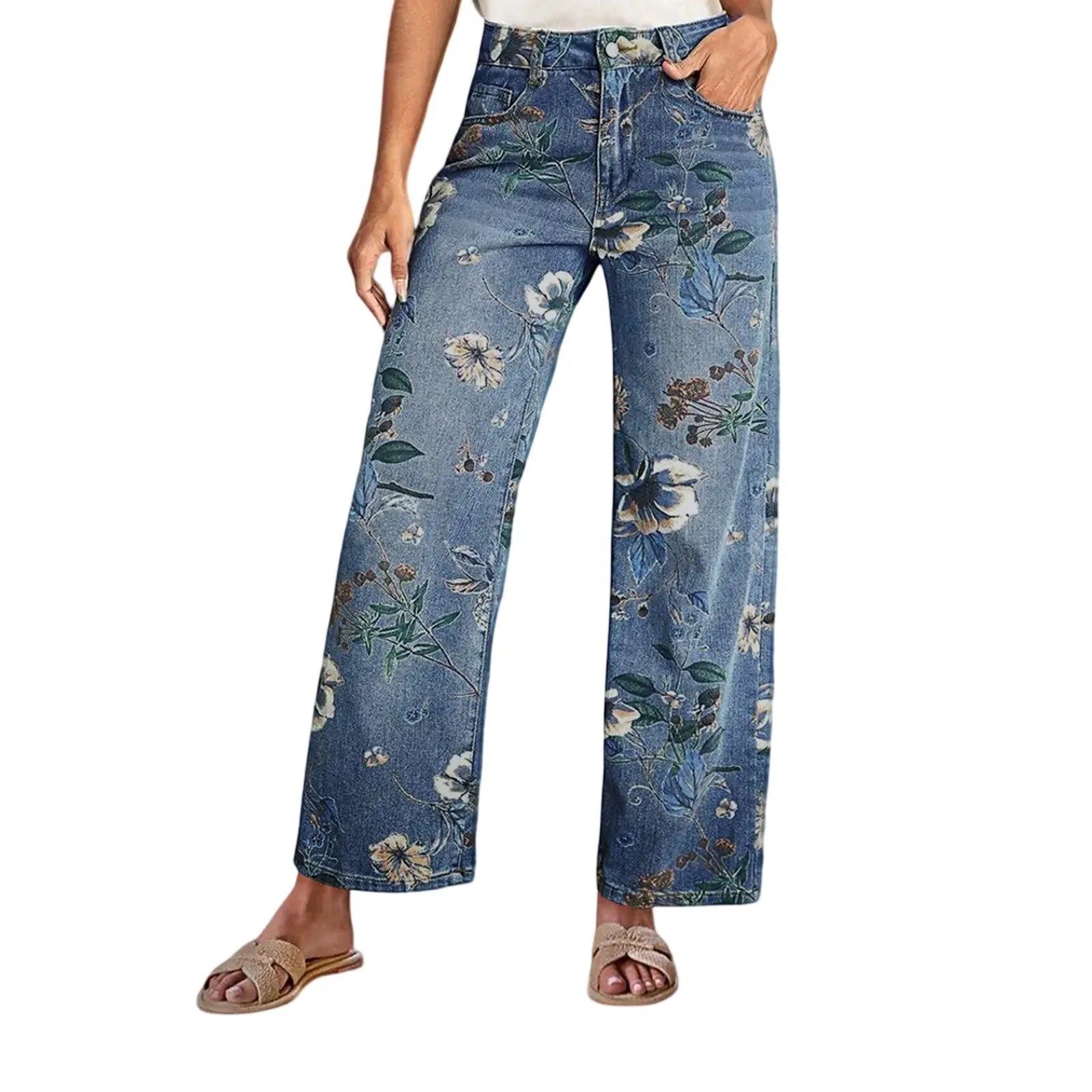 Women Denim Gym Workout Trousers High Waist Trousers Fitness Workout Wear Scrunch Bum Tights Wide Leg Pants Спортивные Штаны