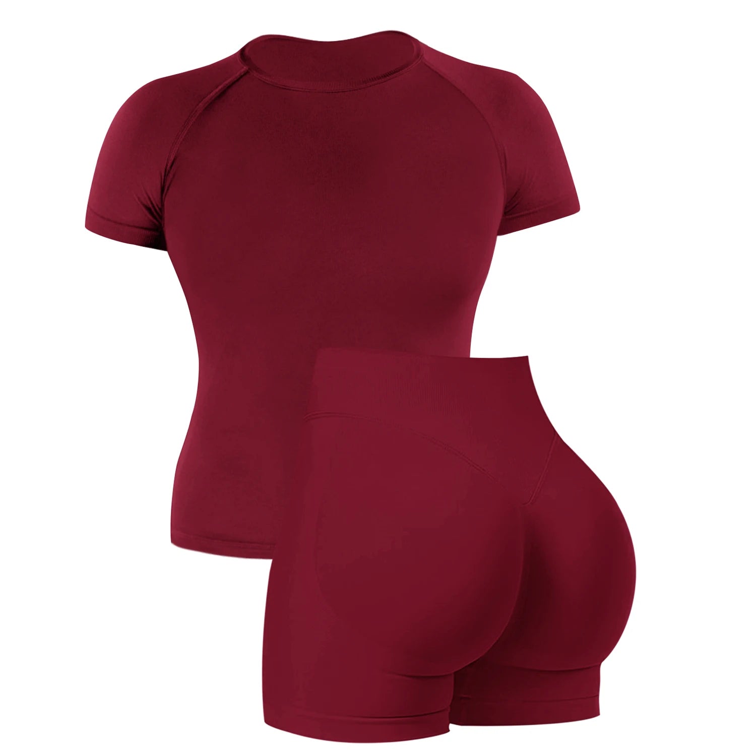 Workout Sets for Women 2 Pieces, Shorts Sleeveless T-Shirts Crop Top Tank Top+ Scrunch Butt-Lifting Seamless Shorts, Gym Sets