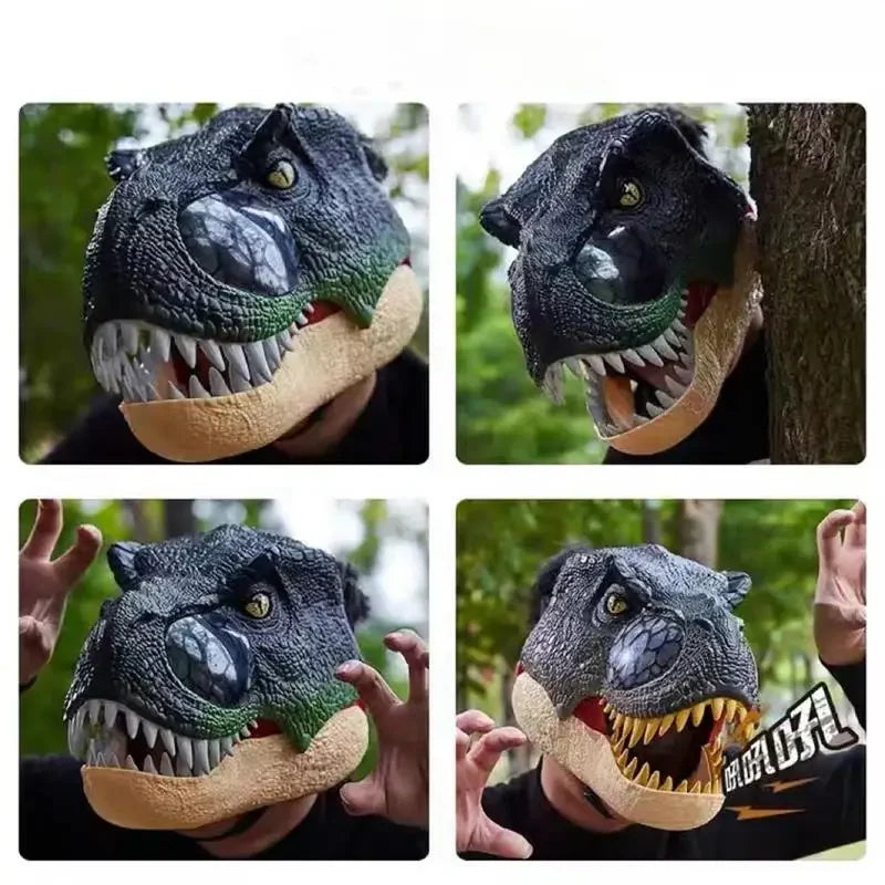 Halloween 2025 Funny Dinosaur Mask Dino Mask Moving Jaw Halloween Mask Dinosaur Head Face Mask Movable Mouth Party Cosplay Props