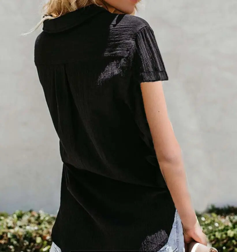 Women's ort Sve ket irt Slim Fit Elastic Fiber Pure Color Splice Design Summer Faion Ladies' Clothing