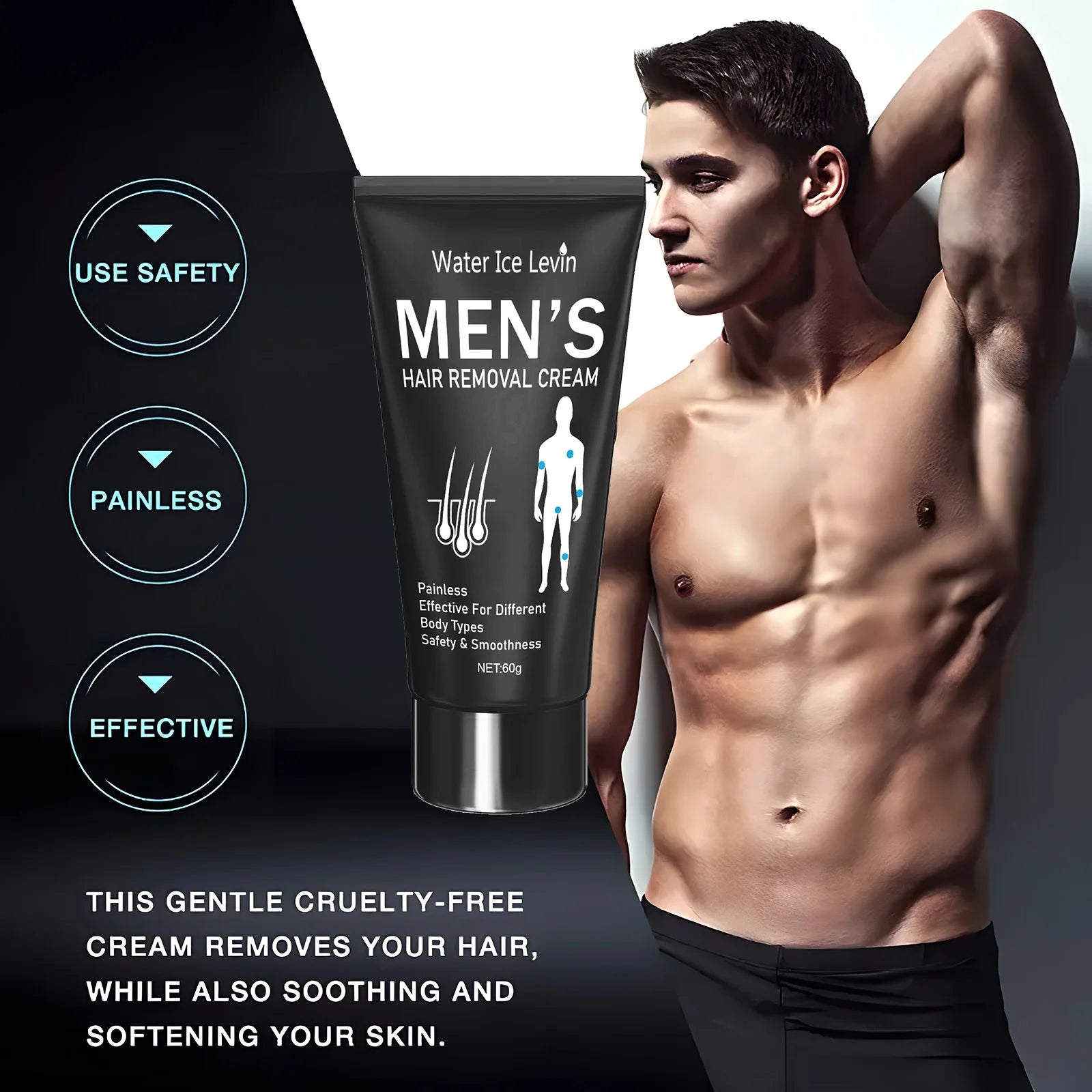 60g Hair Removal Cream for Men and Women, Painless, Quickly, Completely, Smooth and Refreshing, Reshaping Confidence, Enjoy Silky Skin
