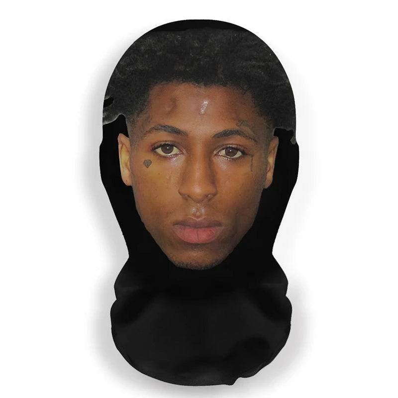 New 3D Printed Kanye Mask Elastic Mesh Full Face Mask Cosplay Headwear For Men Women  Party Simulation Fashion Hat Headgear