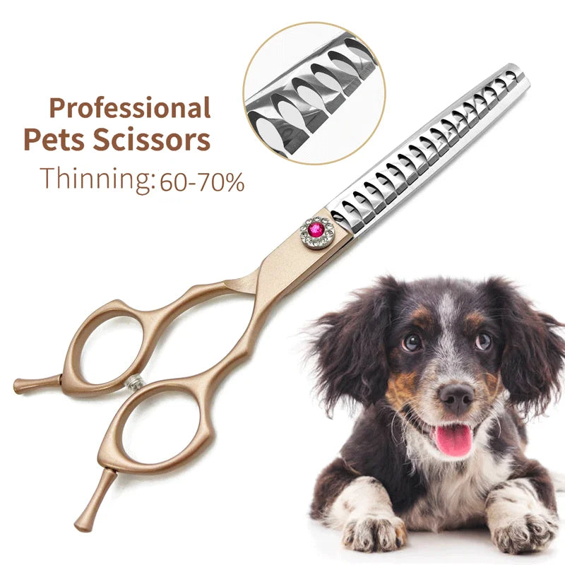 7inch Dog Curved Chunkers Shears Curved Thinning Shears Stainless Steel Dog Grooming Curved Scissors Special Designed For Pet