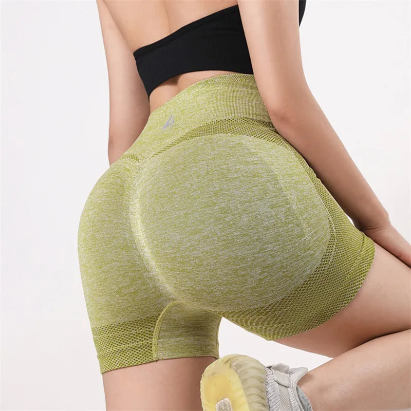 1PC Women High Waisted Yoga Shorts Fashionable and Sexy Running Fitness Pants Solid Color Yoga Leggings