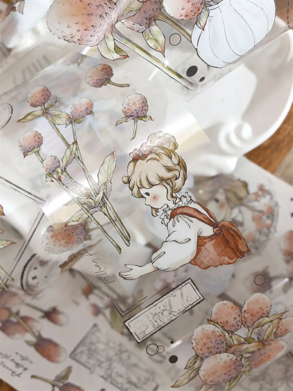 Under The Moonlight Light Retro Rose Washi Masking PET Tape