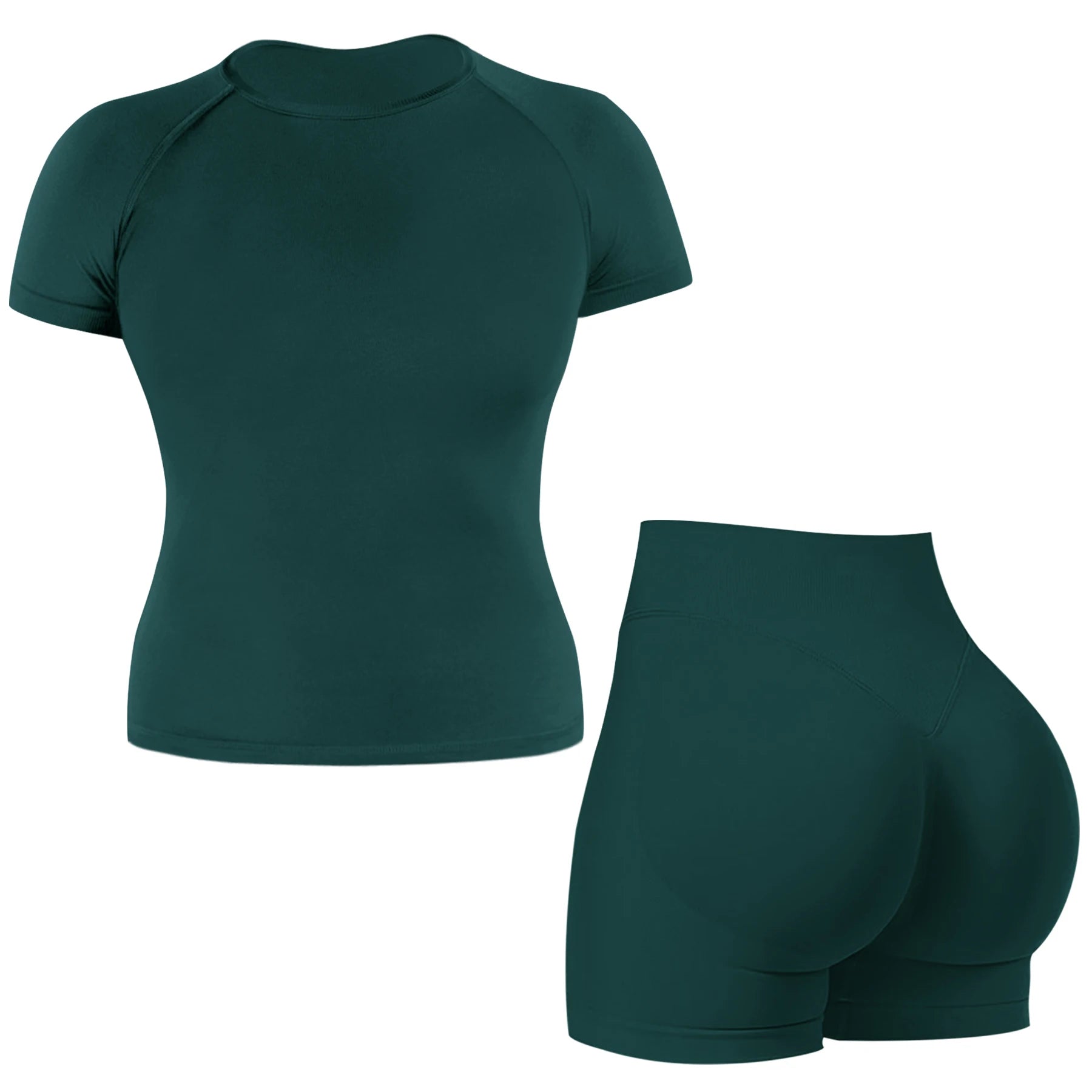 Workout Sets for Women 2 Pieces, Shorts Sleeveless T-Shirts Crop Top Tank Top+ Scrunch Butt-Lifting Seamless Shorts, Gym Sets