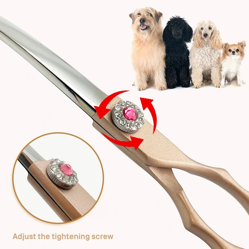 7inch Dog Curved Chunkers Shears Curved Thinning Shears Stainless Steel Dog Grooming Curved Scissors Special Designed For Pet