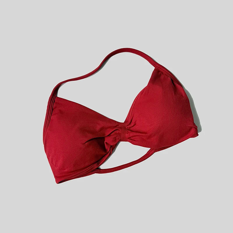 Women Halter Sports Bra Push Up Strappy Sexy Open Back Gym Crop Top Padded Seamless Workout Yoga Tank Tops